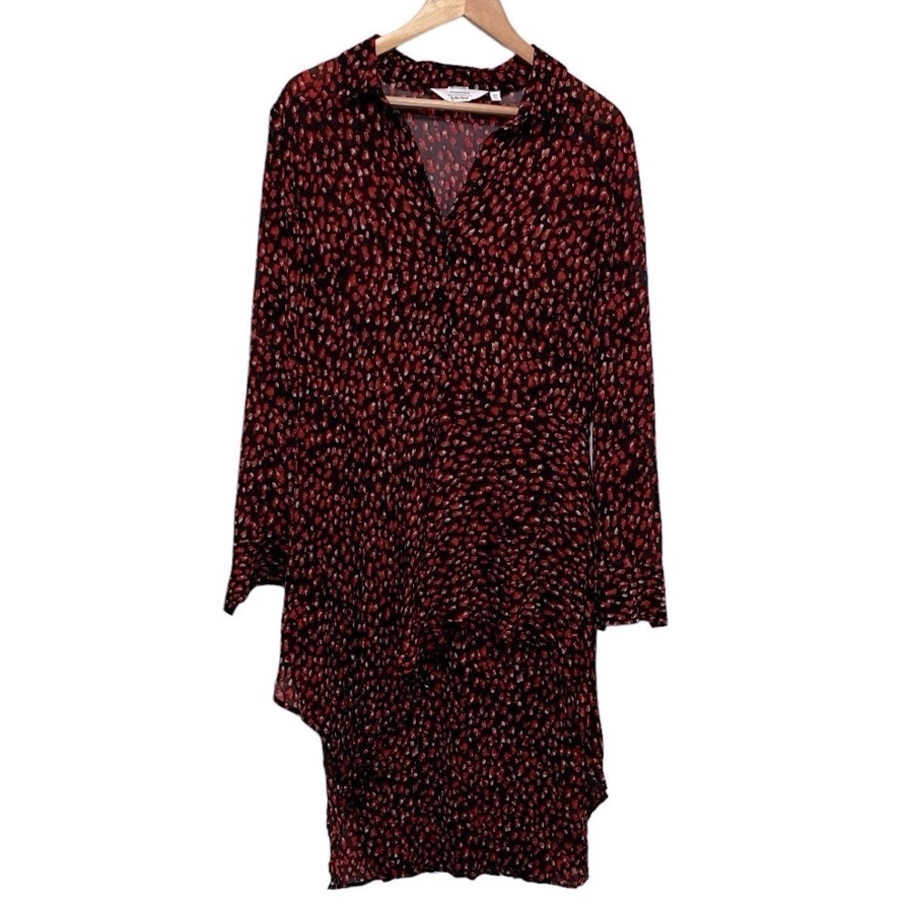 & Other Stories Sheer Long Sleeve Flowy Midi Shirt Dress Size 8